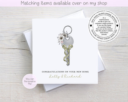 Congratulations on your new home personalised floral key card - first home custom card