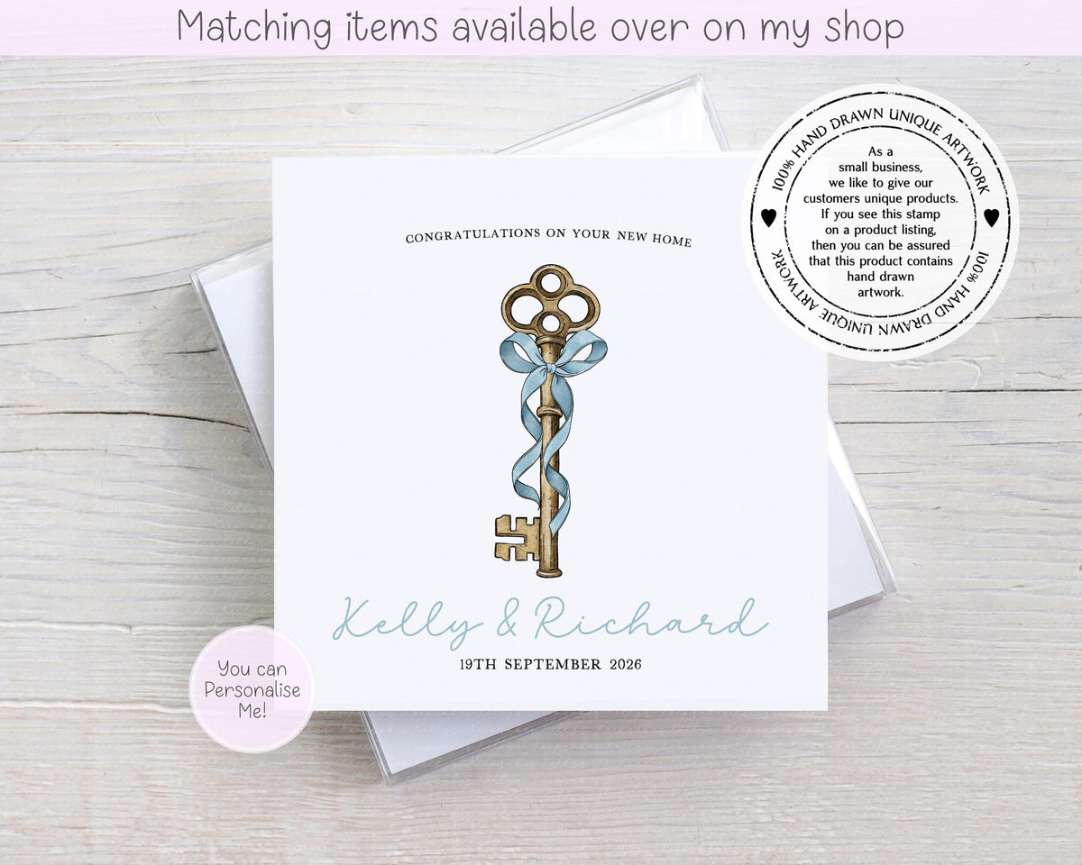 Congratulations on your new home personalised vintage key card - first home custom card