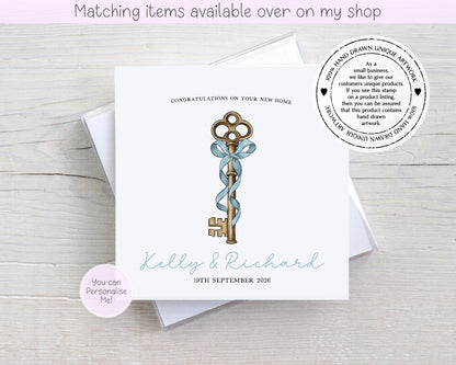Congratulations on your new home personalised vintage key card - first home custom card