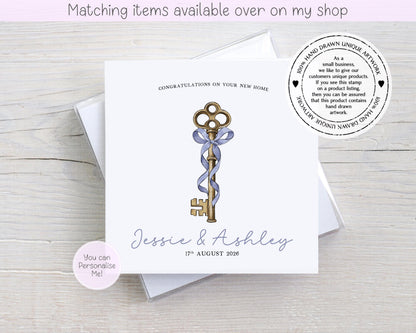 Congratulations on your new home personalised vintage key card - first home custom card