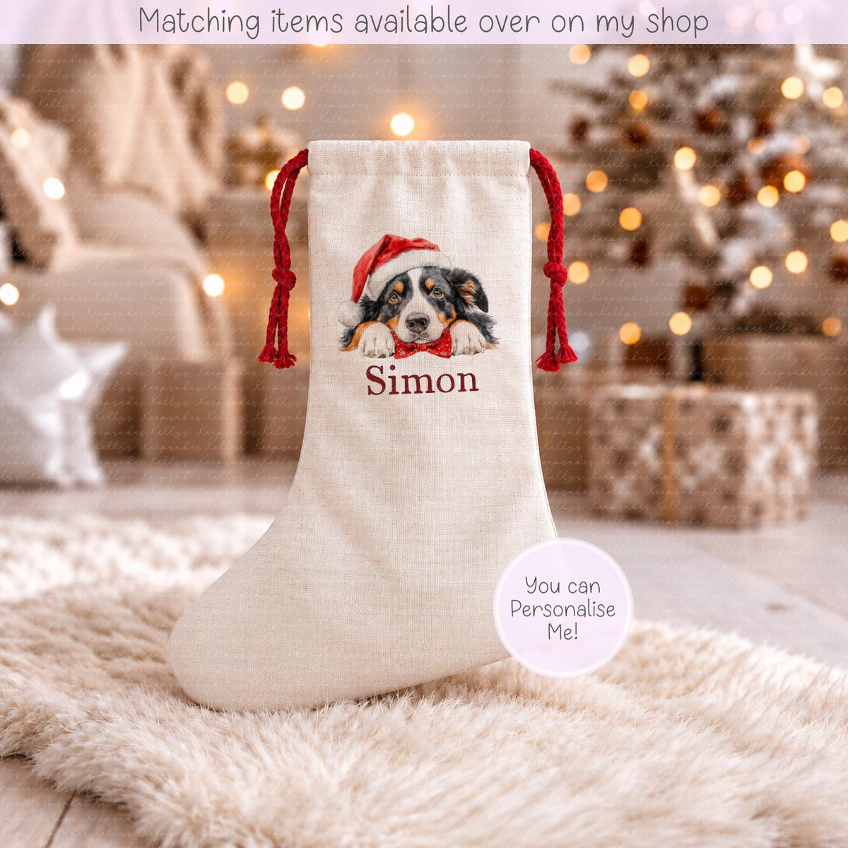 Personalised Dog Pet Stocking - Christmas Stocking for pets - various breeds ans colours - custom Santa sack for pets