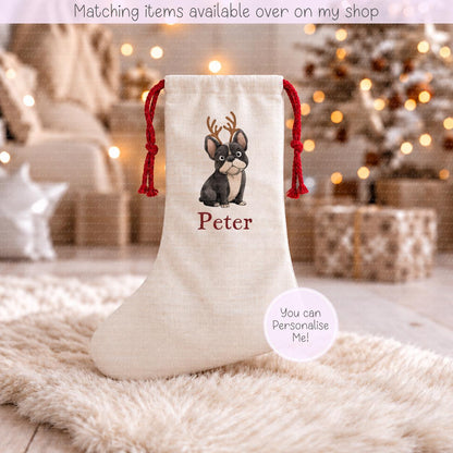 Personalised Dog Illustration Stocking - Christmas Stocking for pets - various breeds ans colours - custom Santa sack for pets