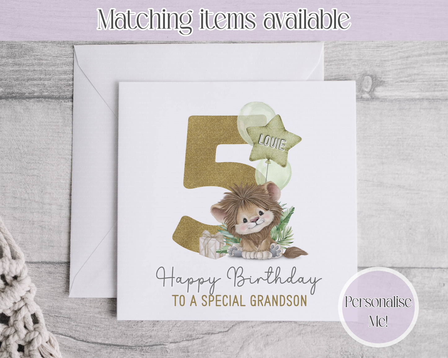 Jungle Animal Age  Personalised Age Birthday Card - fully customised- kids cards Giraffe - Elephant - Monkey - Zebra - Lion