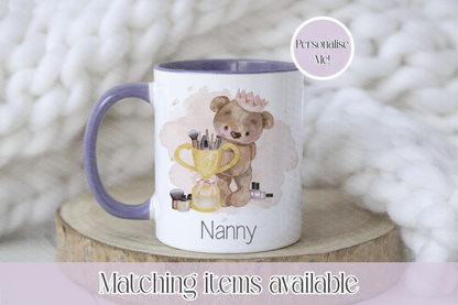 Teddy Bear With Make Up Personalised  Mug  - teddy bear custom mug - gift for her - Mother's Day
