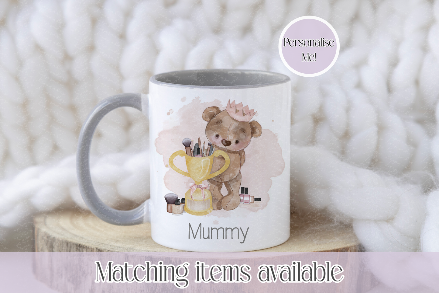 Teddy Bear With Make Up Personalised  Mug  - teddy bear custom mug - gift for her - Mother's Day