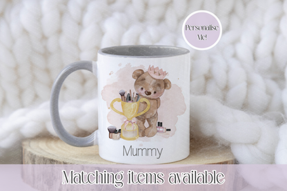 Teddy Bear With Make Up Personalised  Mug  - teddy bear custom mug - gift for her - Mother's Day