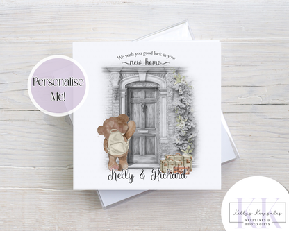 Teddy Bear New Home Personalised Card - birthday card - custom card