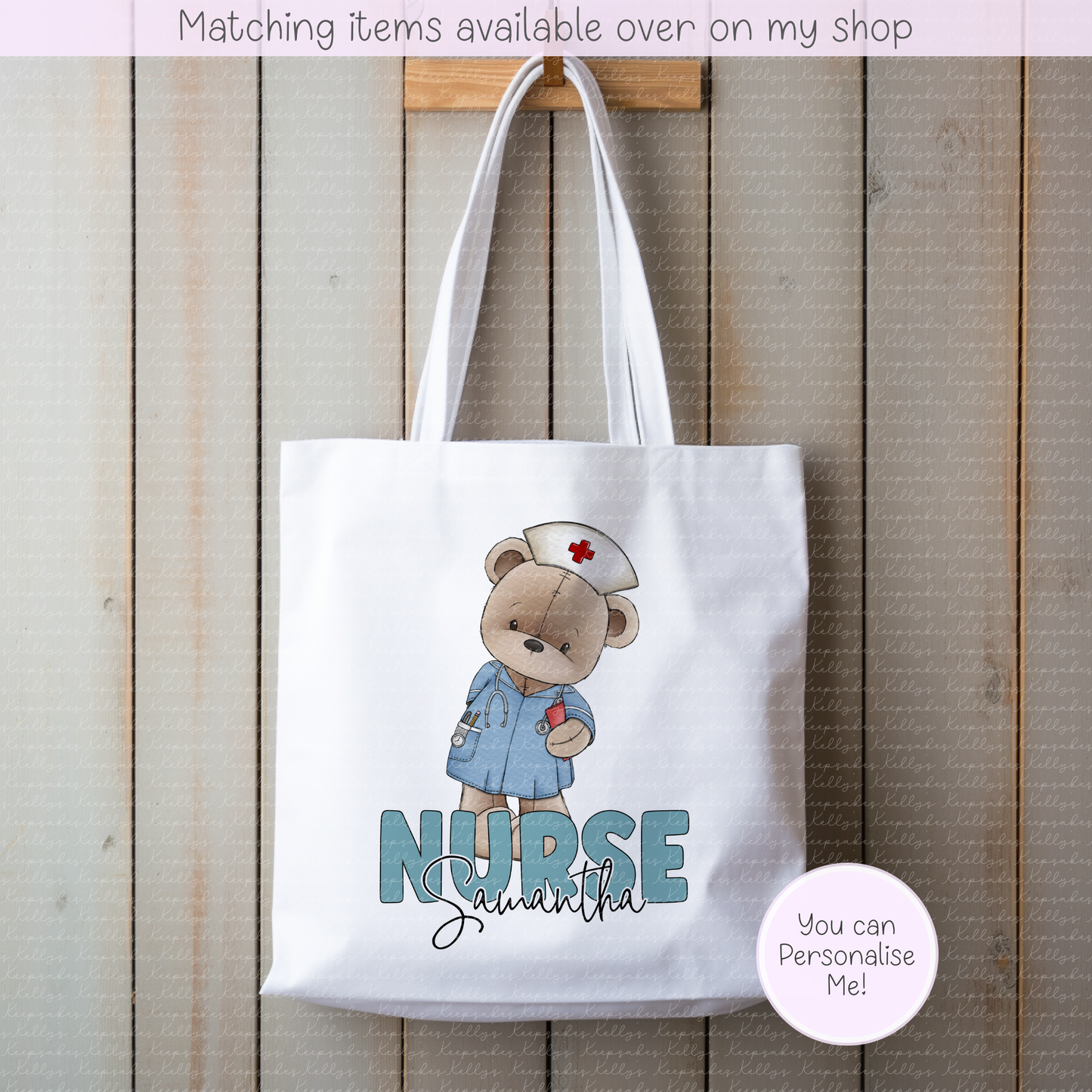 Personalised Teddy Doctor, Nurse or Surgeon Tote Bag - Custom NHS Keyworker Mug - Hospital Staff Gift - Medical Professional Bag