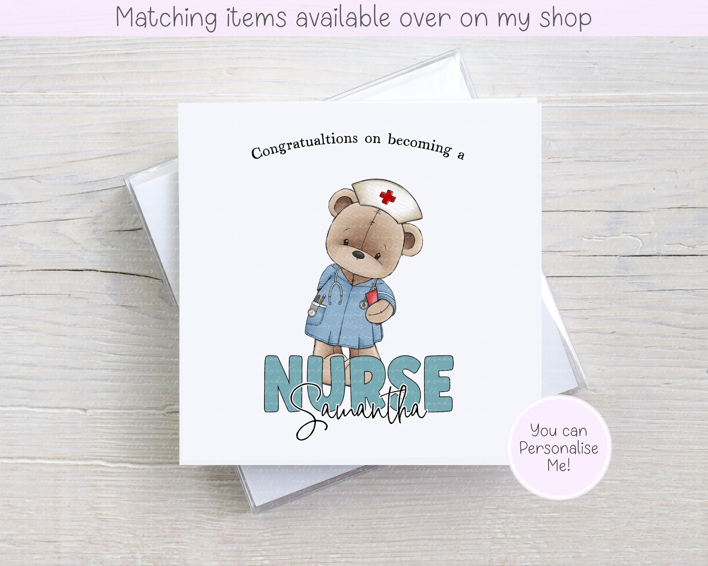 Personalised Congratulations Teddy Doctor , Nurse or Surgeon Card - Custom NHS Keyworker - Hospital Staff Card - Medical Professional