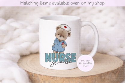 Personalised Teddy Doctor, Nurse or surgeon Mug - Custom NHS Keyworker Mug - Hospital Staff Gift - Medical Professional