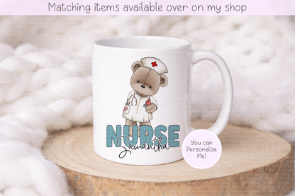 Personalised Teddy Doctor, Nurse or surgeon Mug - Custom NHS Keyworker Mug - Hospital Staff Gift - Medical Professional