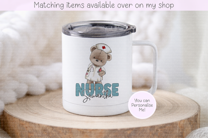 Personalised Teddy Doctor, Nurse or surgeon Mug - Custom NHS Keyworker Mug - Hospital Staff Gift - Medical Professional