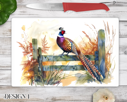 Pheasant Glass Chopping Board - Kitchen Counter Saver - Work Top Saver - Country Decor - Kitchen Decor  - New Home Gift