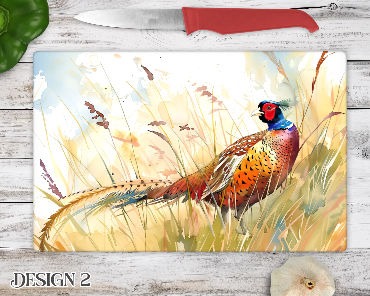 Pheasant Glass Chopping Board - Kitchen Counter Saver - Work Top Saver - Country Decor - Kitchen Decor  - New Home Gift