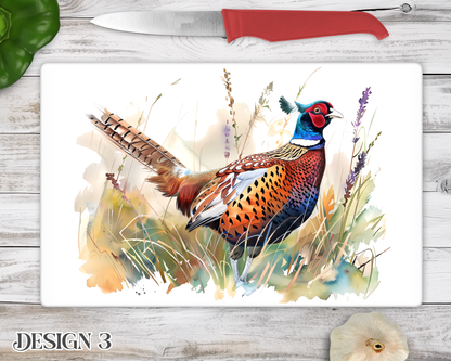 Pheasant Glass Chopping Board - Kitchen Counter Saver - Work Top Saver - Country Decor - Kitchen Decor  - New Home Gift