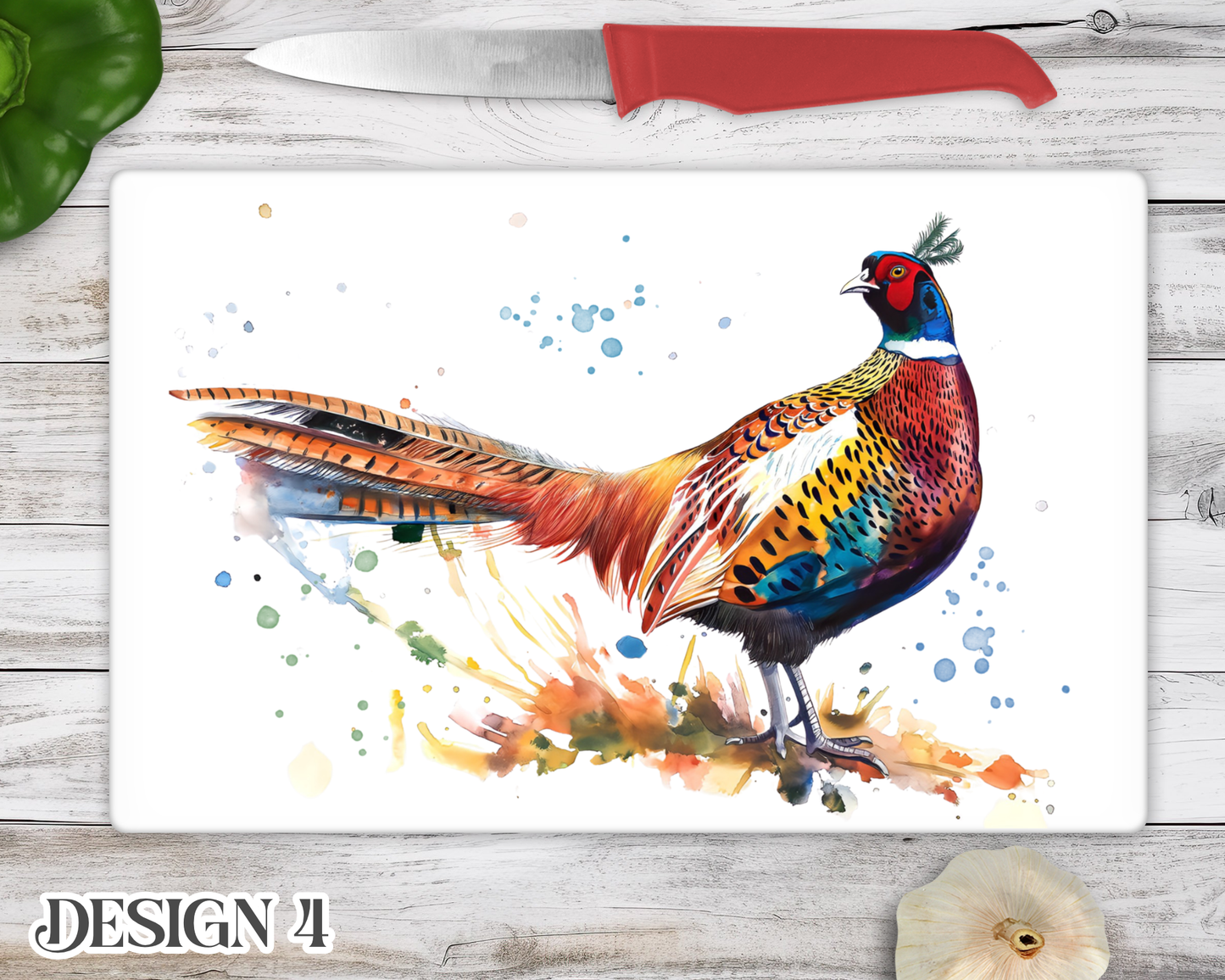 Pheasant Glass Chopping Board - Kitchen Counter Saver - Work Top Saver - Country Decor - Kitchen Decor  - New Home Gift