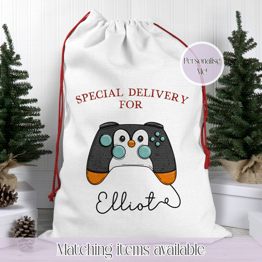 Christmas Gamer Controller Santa Sack - Christmas Sack - 70 x 50 cm - custom name
