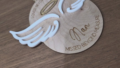 Loved beyond words memorial personalised Christmas bauble - engraved wooden & acrylic custom memory bauble