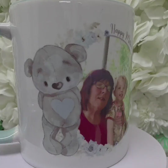 Personalised Photo Teddy Bear Mug - Mothers Day- Birthday Gift - For Her - Photo Gift