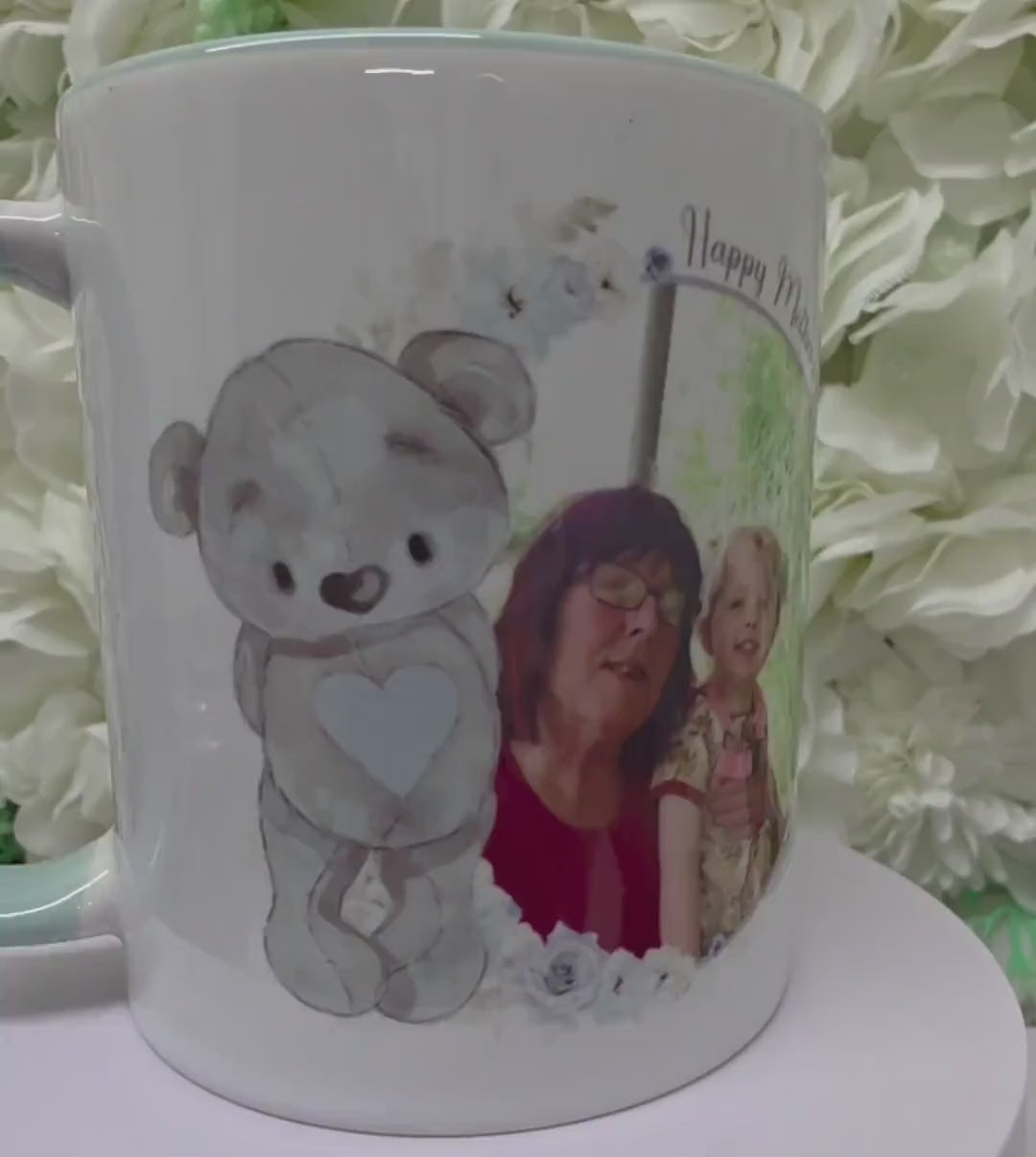 Personalised Photo Teddy Bear Mug - Mothers Day- Birthday Gift - For Her - Photo Gift