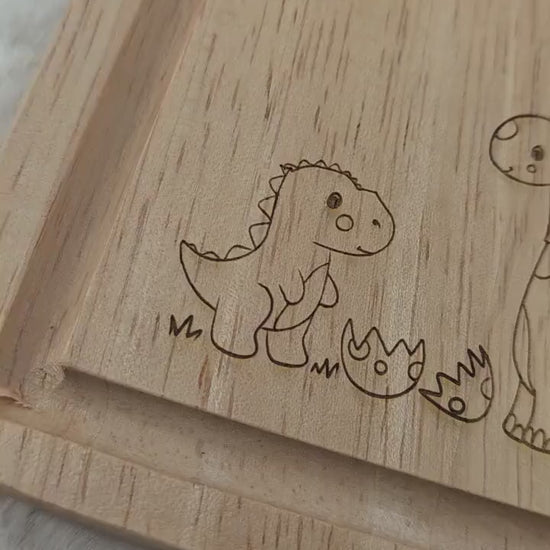 Personalised Wooden Dinosaur Egg Board - Custom Name Dinosaur Design - egg and soldiers