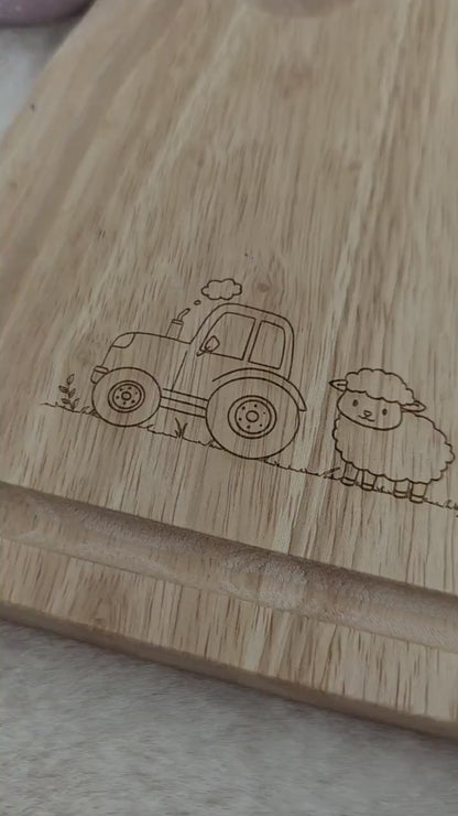 Personalised Wooden Egg Board - Custom Name Farm Design - egg and soldiers