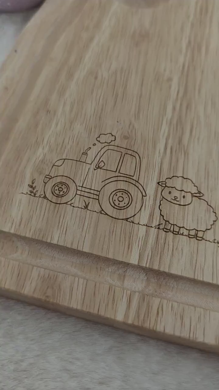 Personalised Wooden Egg Board - Custom Name Farm Design - egg and soldiers