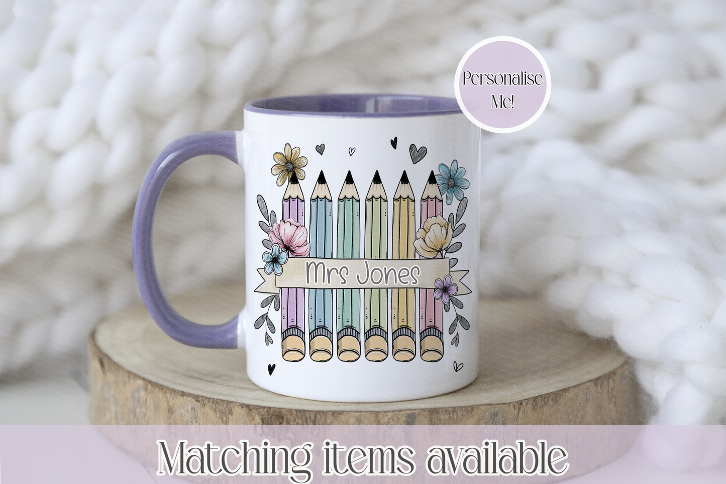 Doodle Teacher Pencil Doodle Personalised Mug - Teacher Gift - Custom Teacher Mug