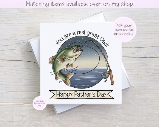 You are a reel great dad fathers day Card - fishing card for him - fathers day
