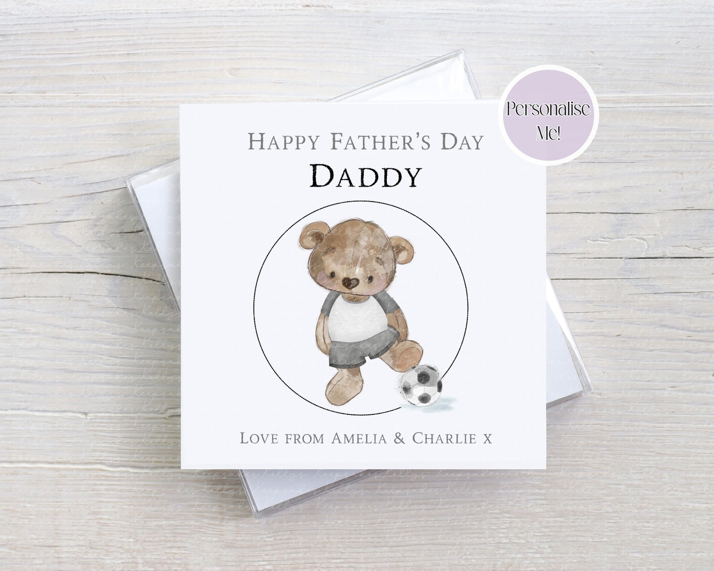 Football Teddy Bear Father's Day Card - Personalised Card - custom Father's day card - Footballer