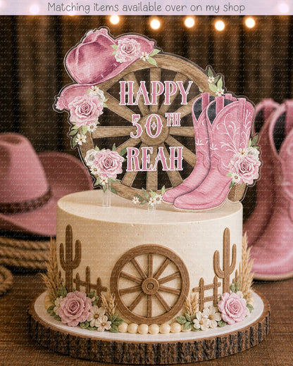 Personalised cowboy cake topper - acrylic printed keep it country cake topper - custom cake decoration - cowgirl