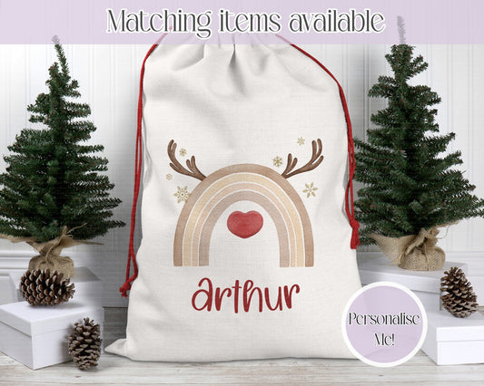 Reindeer rainbow personalised Christmas sack - Santa sack
