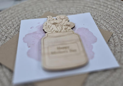 Mother's Day Wildflower Wooden Engraved Magnet Card - Happy Mother’s Day Card
