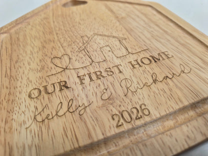 First home/new house personalised chopping board - engraved custom wooden board - new home gift