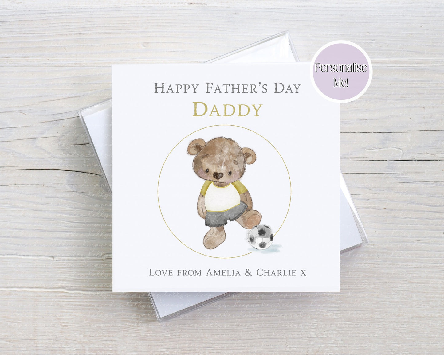 Football Teddy Bear Father's Day Card - Personalised Card - custom Father's day card - Footballer