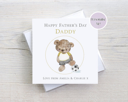 Football Teddy Bear Father's Day Card - Personalised Card - custom Father's day card - Footballer