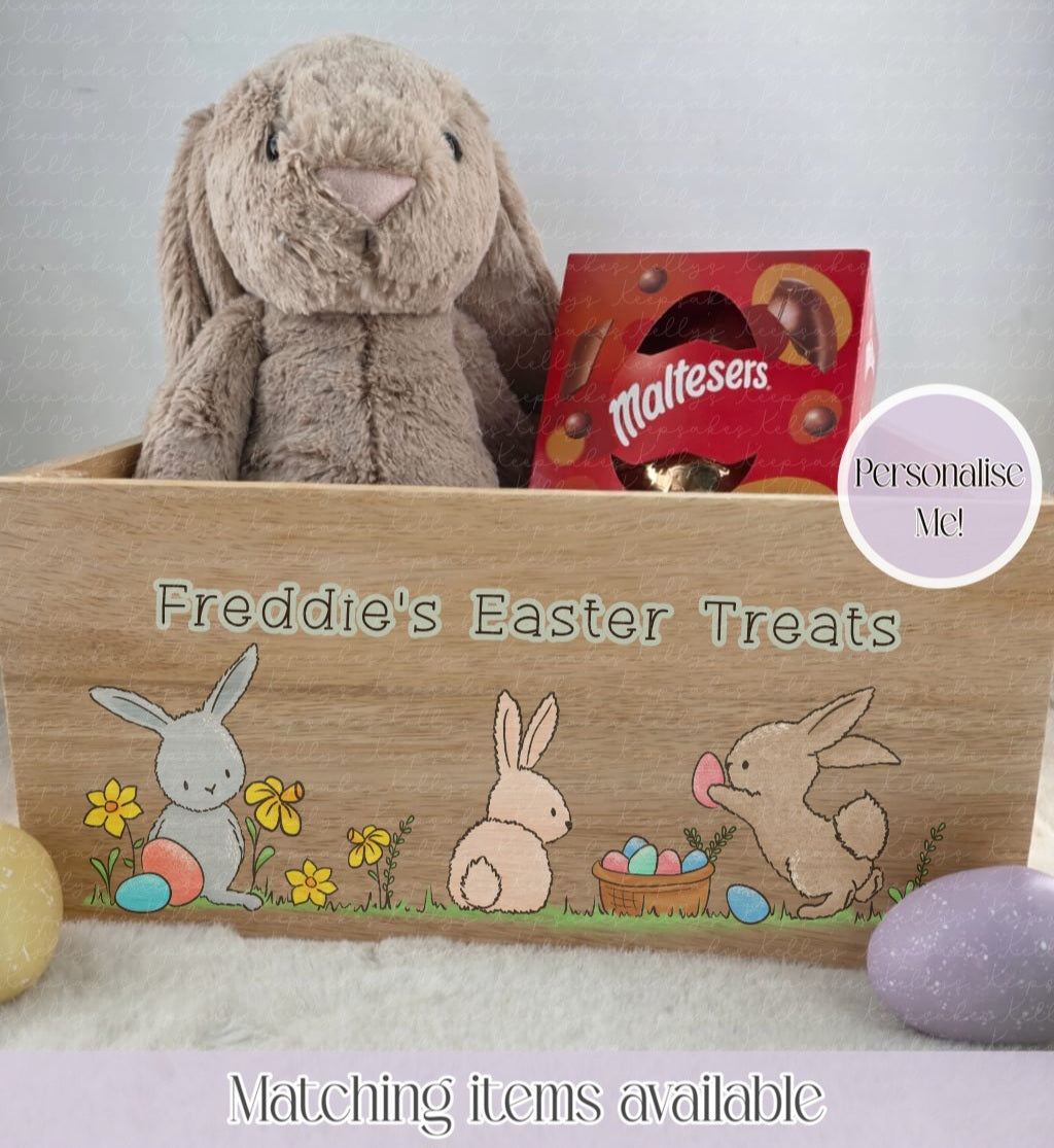 Personalised easter bunny crate - Easter egg bunnies- custom easter hamper