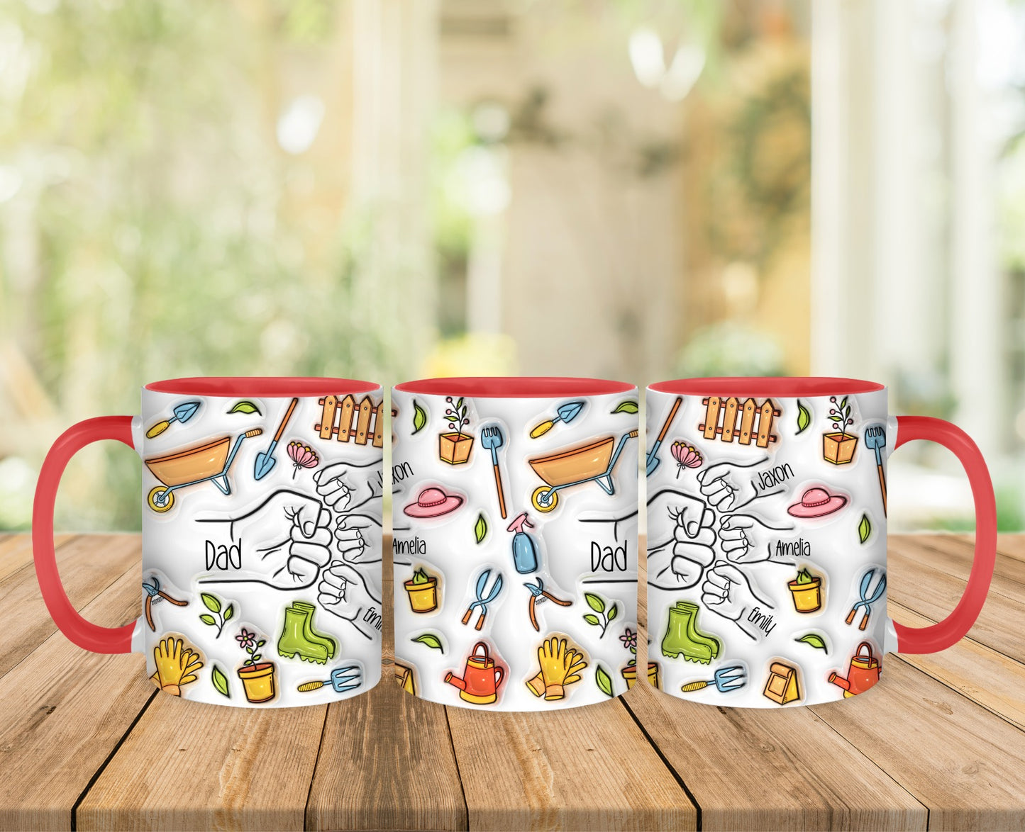 Personalised Gardening Fist Bump Dad Mug  - Fathers Day - Dad - Step Dad - Gift for him - upto 6 hands -  gardener