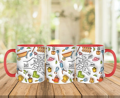 Personalised Gardening Fist Bump Dad Mug  - Fathers Day - Dad - Step Dad - Gift for him - upto 6 hands -  gardener