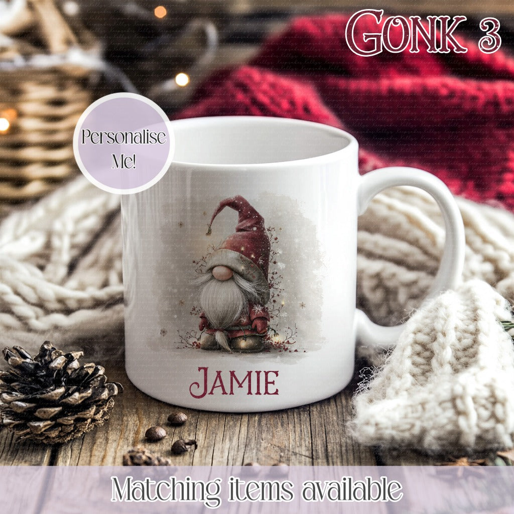 Hot Chocolate Christmas Gonk Mug – Enamel or Ceramic | Custom Name | Stocking filler