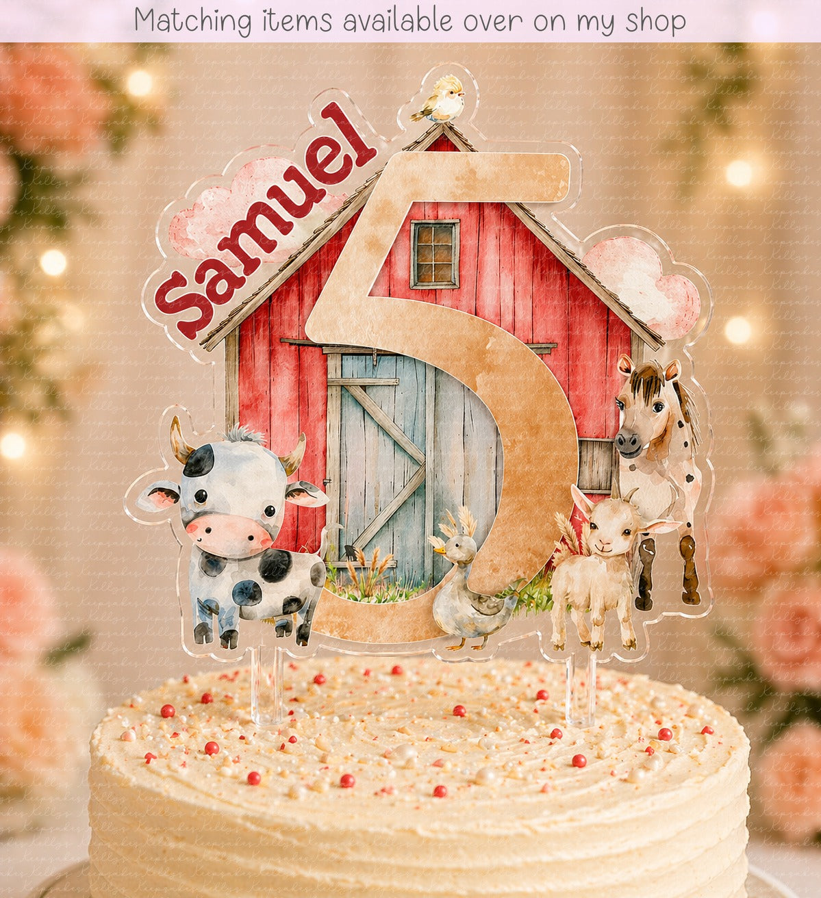 Personalised Birthday Farm Yard cake topper - acrylic printed on the farm cake topper - custom cake decoration