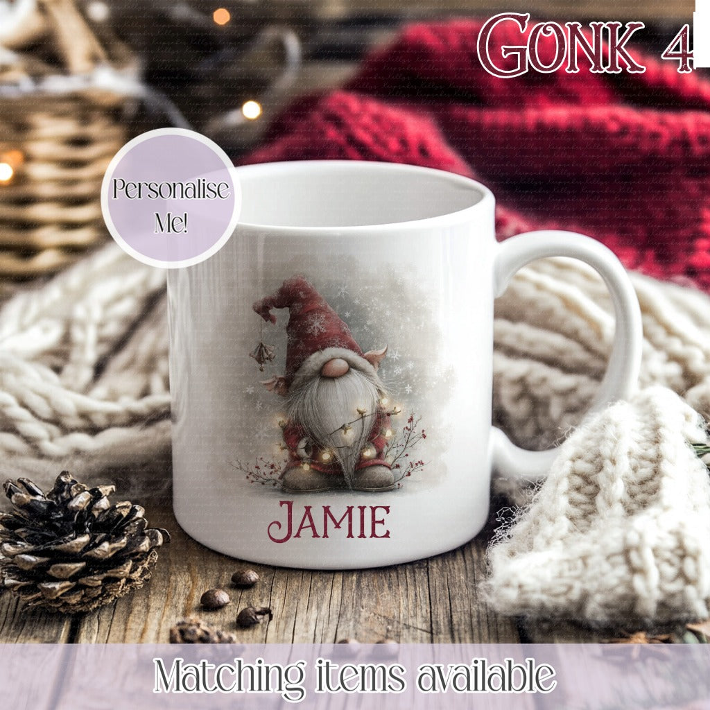 Hot Chocolate Christmas Gonk Mug – Enamel or Ceramic | Custom Name | Stocking filler