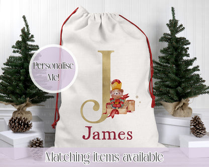 Personalised Nutcracker & Ballerina Princess Bear Santa Sack. Christmas Sack - Christmas Bag - For kids- for him - for her- Toy Sack