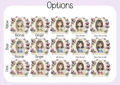 Personalised Princess Girl Floral Frame Birthday Card – Custom Name & Age