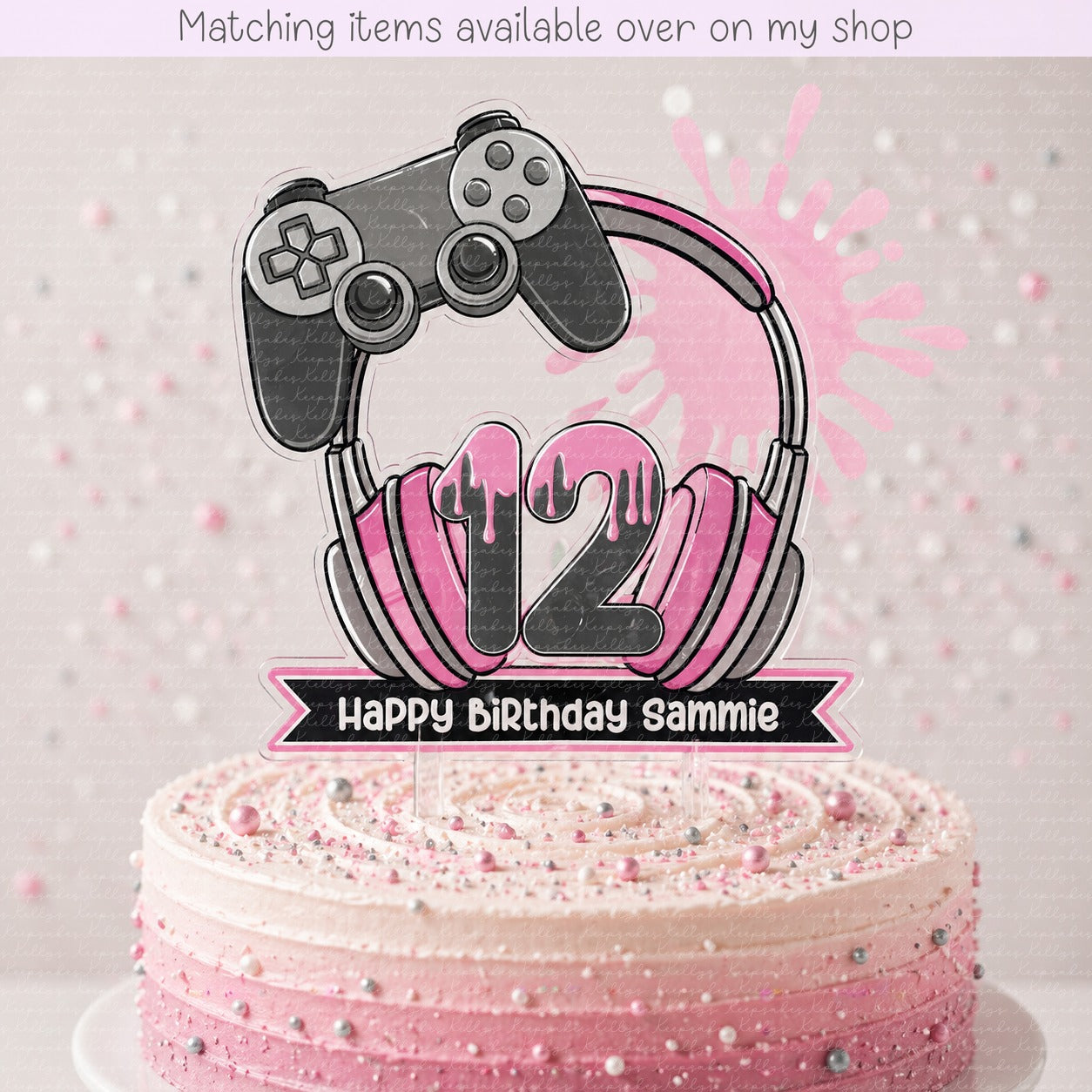 Personalised Game Controller age cake topper - acrylic gamer printed cake topper - custom cake decoration