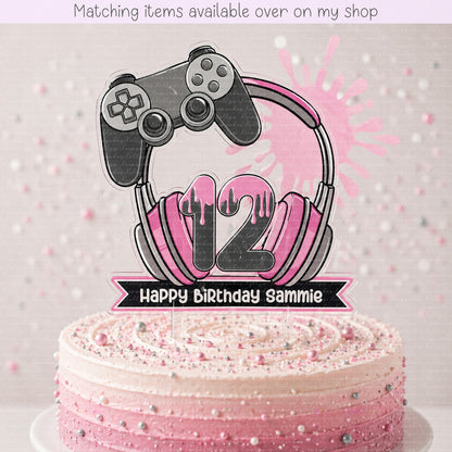 Personalised Game Controller age cake topper - acrylic gamer printed cake topper - custom cake decoration