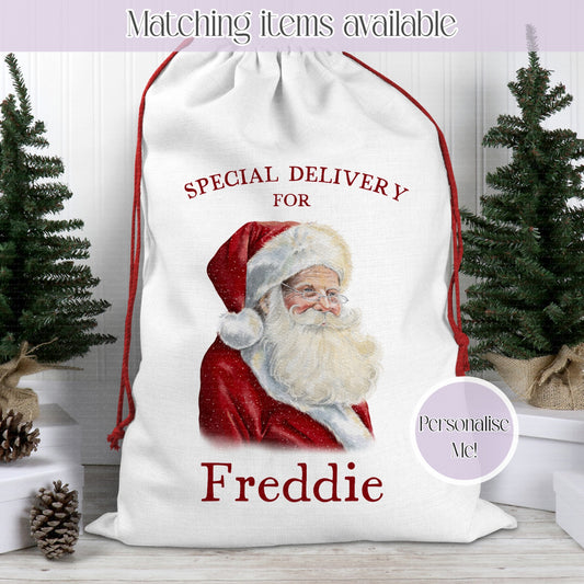 Christmas Personalised Traditional Santa- Santa Sack - Christmas Sack - 70 x 50 cm - custom name