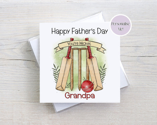 Father’s Day Cricket Card – You’re Wicket - Doodle Cricket Card – Funny Dad Card – Multiple Colour Options