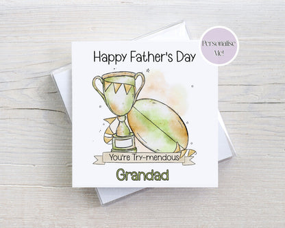 Father’s Day Rugby Card – You’re trymendous - Doodle Ruby Card – Funny Dad Card – Multiple Colour Options