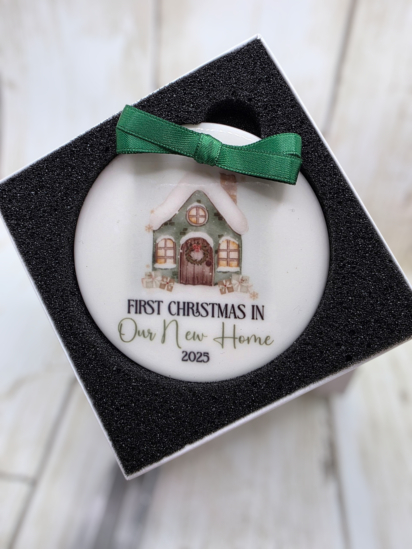 First Christmas in New Home 2025 - Santas workshop, ceramic Christmas decoration for them. Personalised bauble